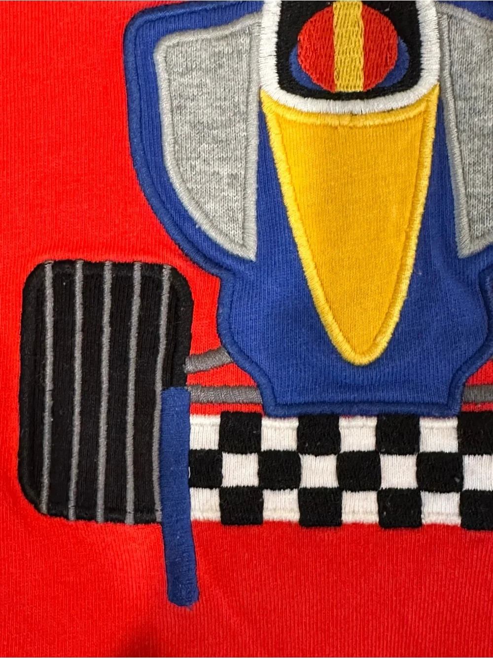Gymboree Red Tee with Blue & Yellow Race Car Graphic
